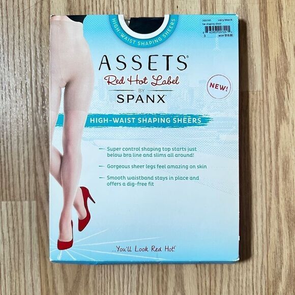Assets Red Hot Label Spanx High Waist Shaping Sheers. Very Black Size 3 New - Picture 1 of 4